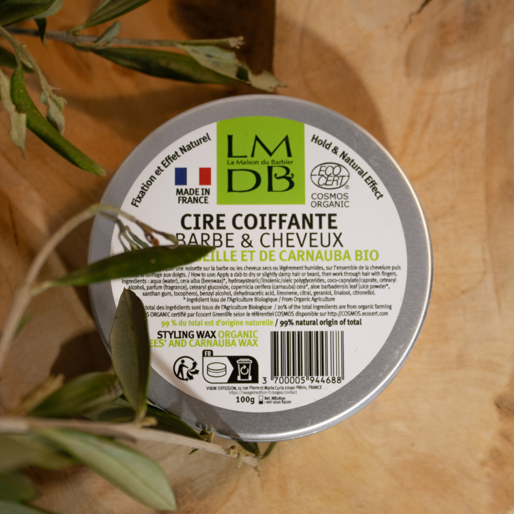 Cire coiffante barbe et cheveux bio certifiée Ecocert La Maison du Barbier